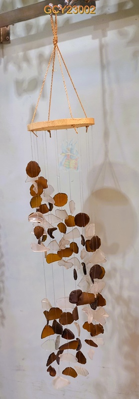 balihandicrafts.com - GCY23002 Glass Chime on wooden hanger