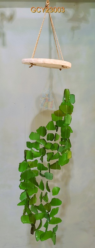 balihandicrafts.com - GCY23003 Glass Chime on wooden hanger