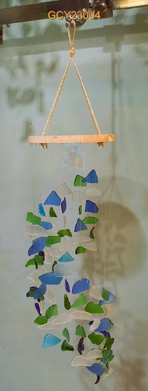 balihandicrafts.com - GCY23004 Glass Chime on wooden hanger