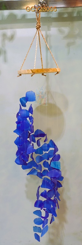 balihandicrafts.com - GCY23005 Glass Chime on wooden hanger