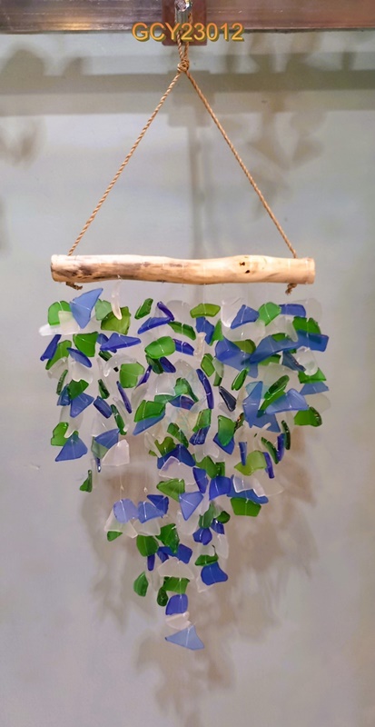 balihandicrafts.com - GCY23012 Glass Chime on wooden hanger