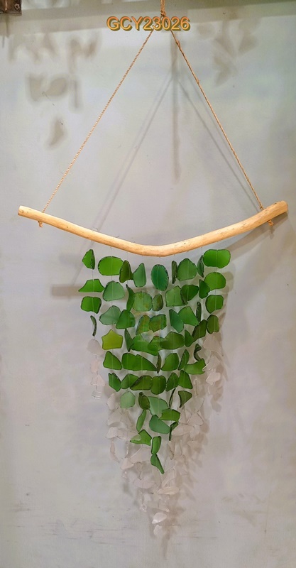 balihandicrafts.com - GCY23026 Glass Chime on wooden hanger