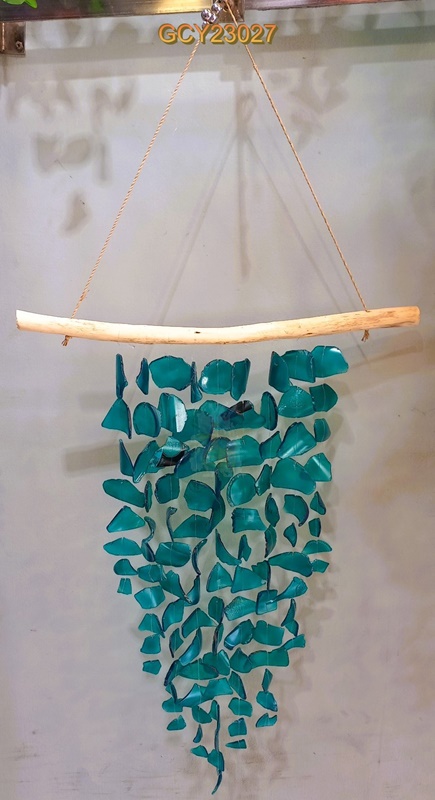 balihandicrafts.com - GCY23027 Glass Chime on wooden hanger