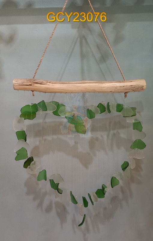 balihandicrafts.com - GCY23076 Glass Chime on wooden hanger