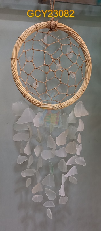 balihandicrafts.com - GCY23082 Glass Chime on rattan hanger